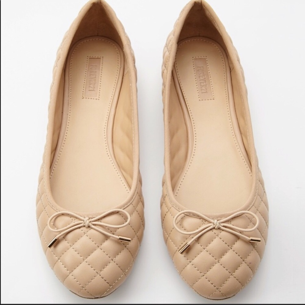 Forever 21 Quilted Ballet Flats in Beige- Size 8.5